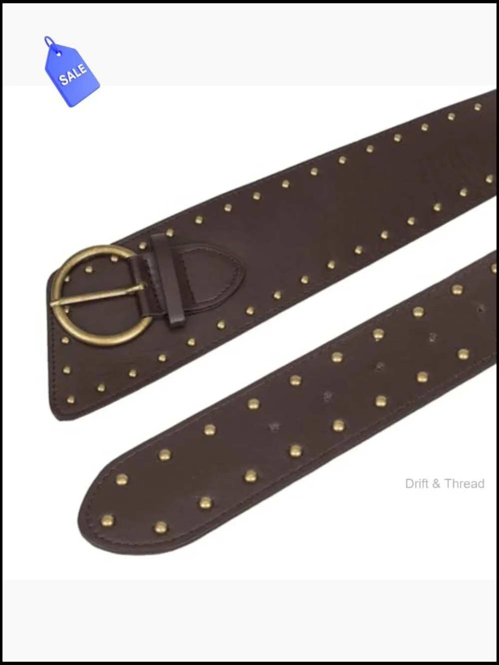 Studded Wide Waist Belt Chunky Punk Leather Belt for Jeans